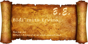 Blázsits Ervina névjegykártya